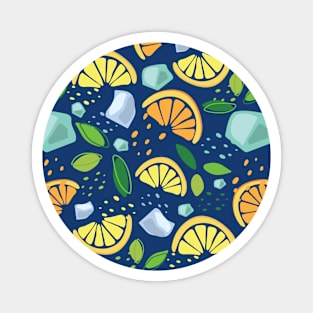 Orange lemon mint and ice pattern Magnet